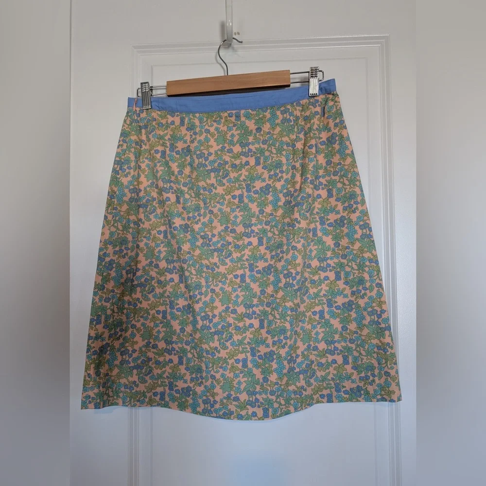 Boden Women’s Vintage Cotton Ditsy Floral Skirt Peach Blue Green Size 8